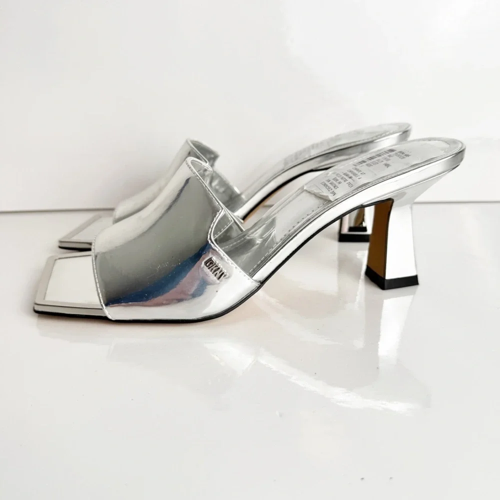 New DKNY Silver Kailyn heel sandals size 6